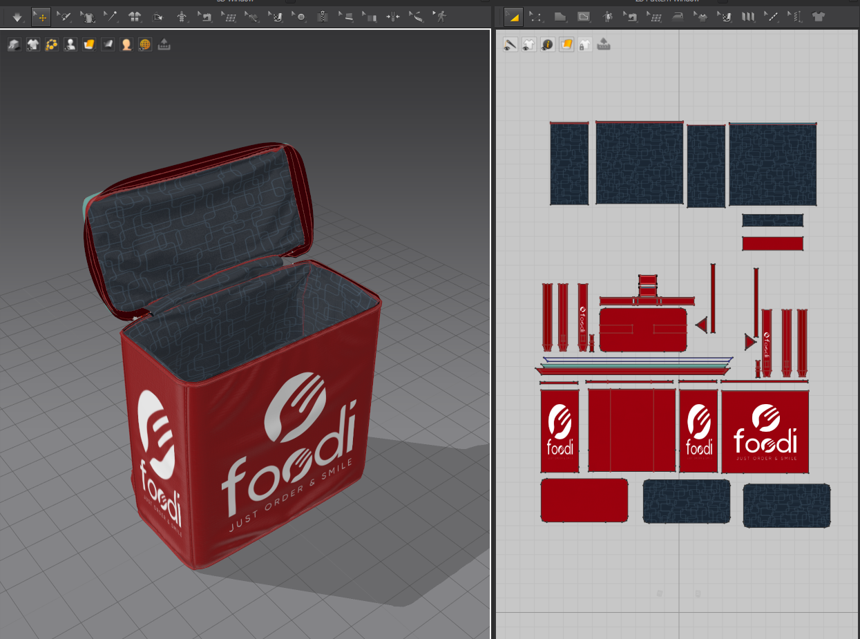 Open Zipper Food Delivery Bag in Marvelous Designer